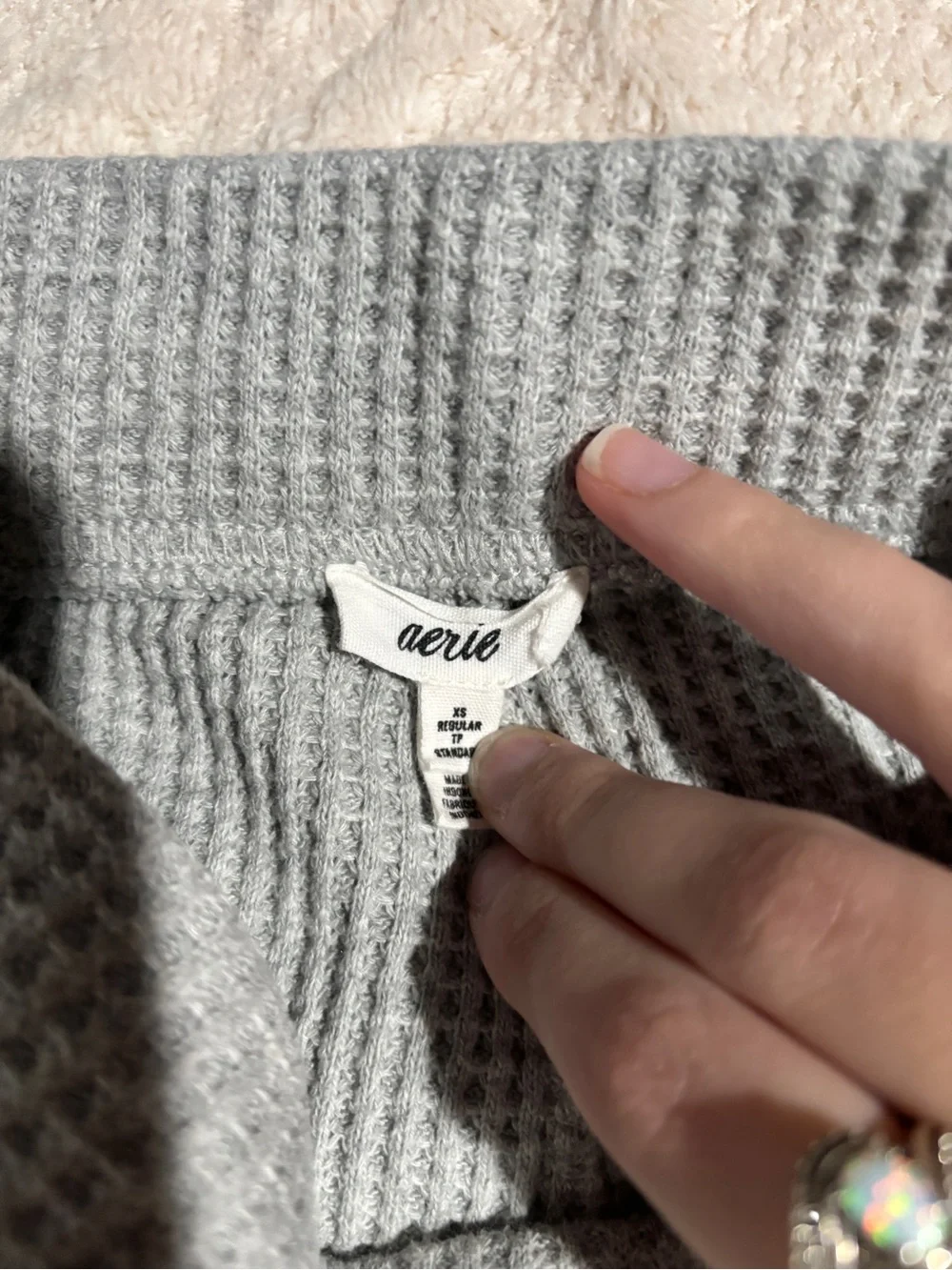 Aerie xsmall gray waffle knit pants flare
